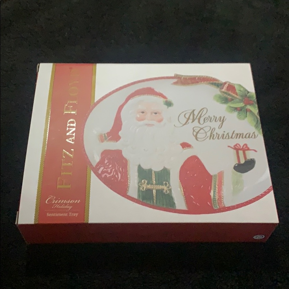 Fitz and Floyd Santa sentiment tray NIB